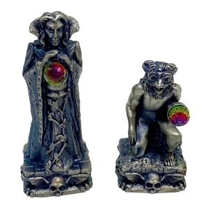 The Magic Crystal Pewter Chess Set  White Witch and Internal Demon Gorham UK